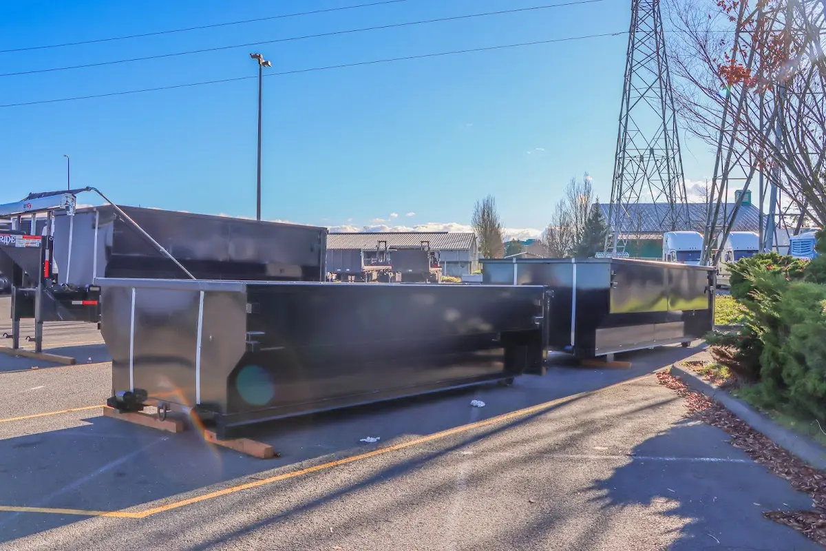 Roll-off dumpster ready for waste disposal at job site for 12 Yard Dumpster Rental in York